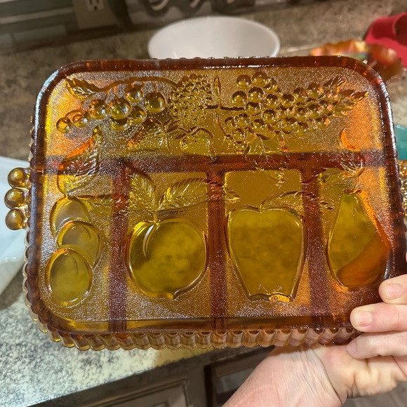 Vintage Orange Carnival Glass serving tray - Picture 2 of 2